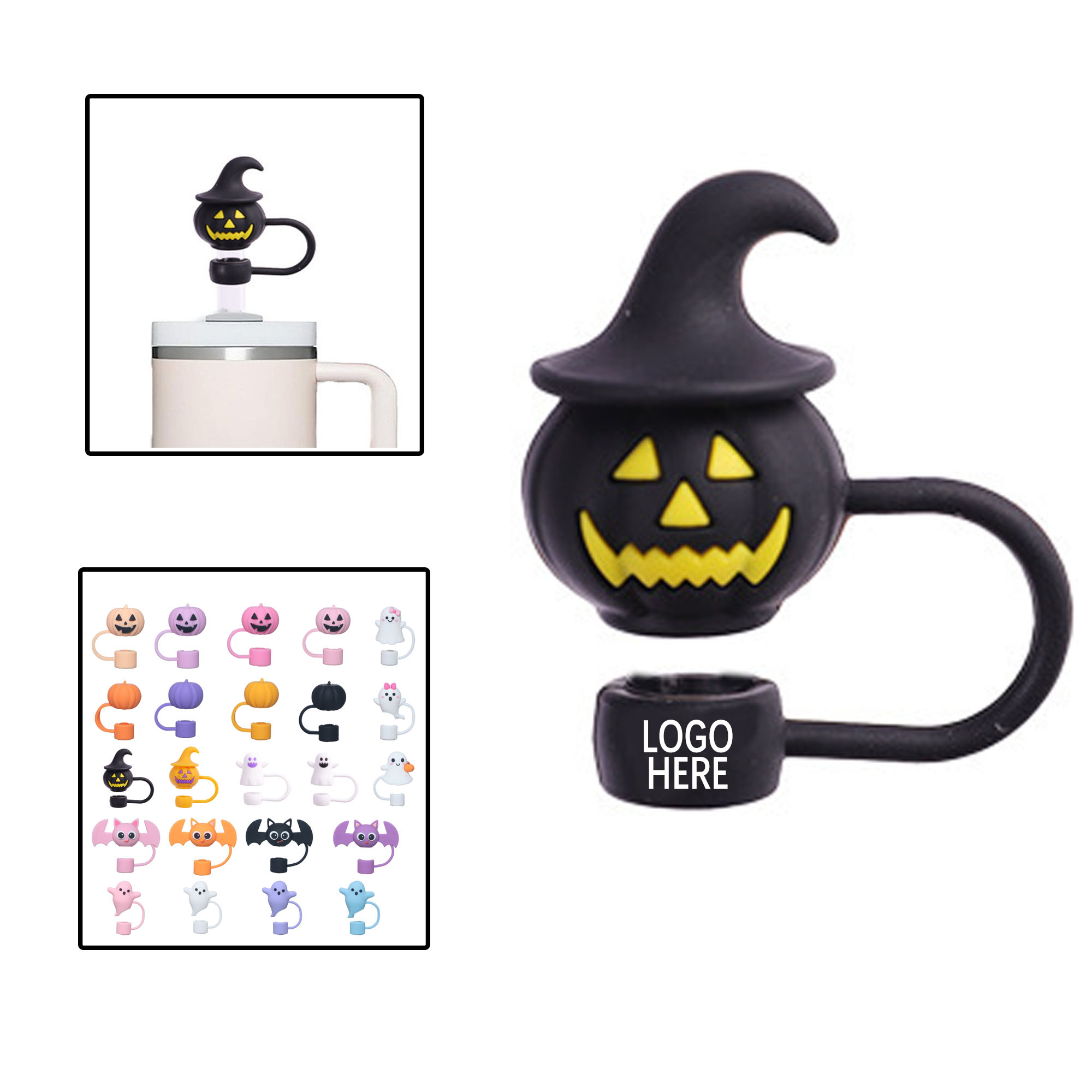 Custom Halloween Straw Topper Reusable PVC 2