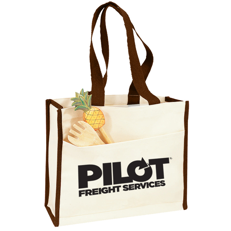 Canvas Gusset Tote w/Colored Handles 1