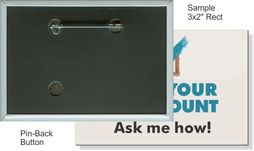 Pin-back 3 X 2 Inch Rectangular Button 1