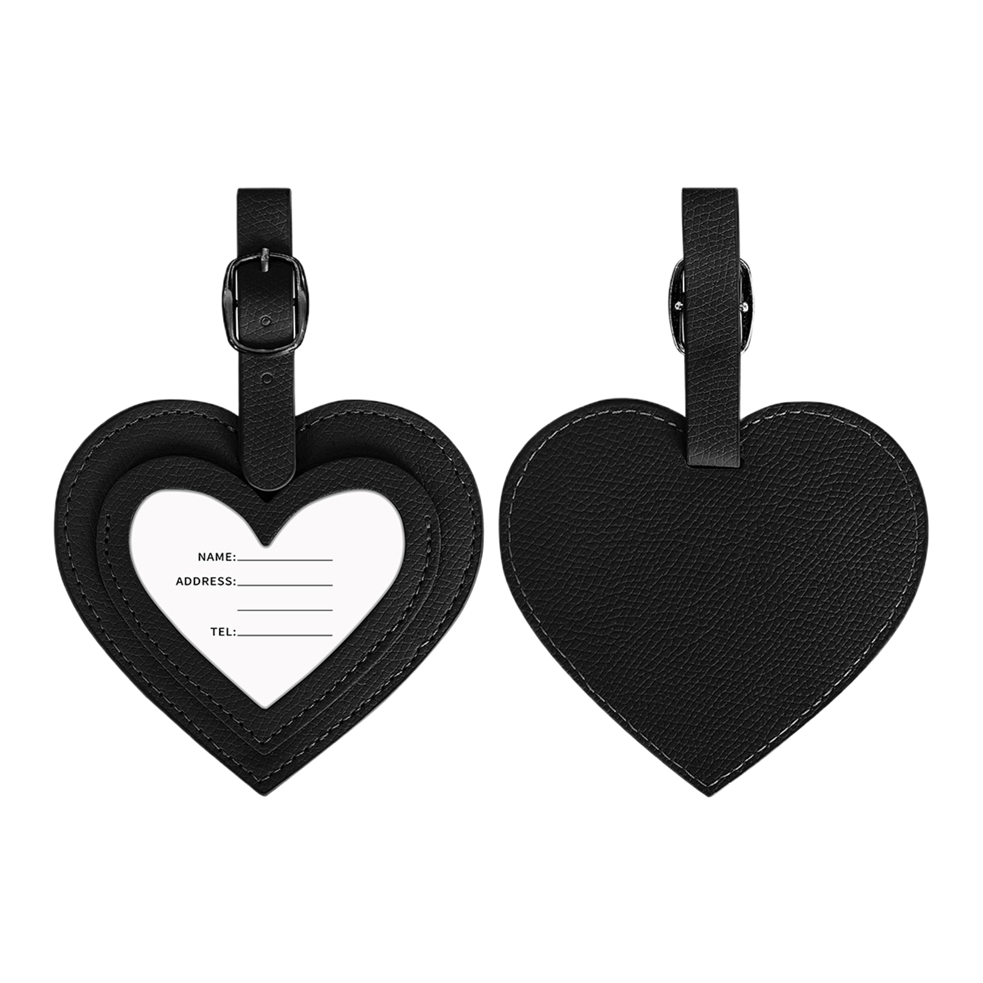 Heart-Shaped PU Luggage Tag - Durable 9
