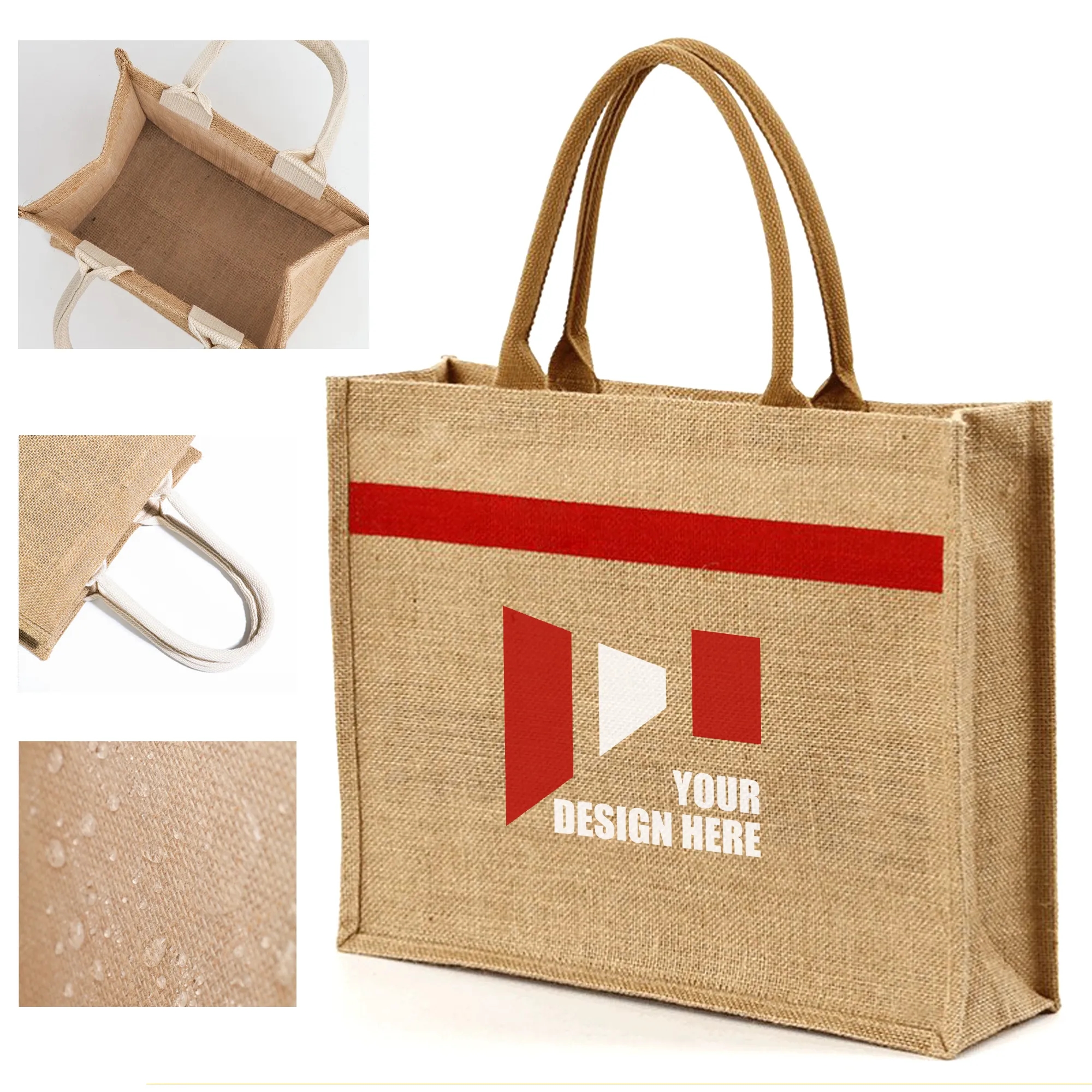 Large Jute Tote Bag, custom tote bag with logo imprint 5