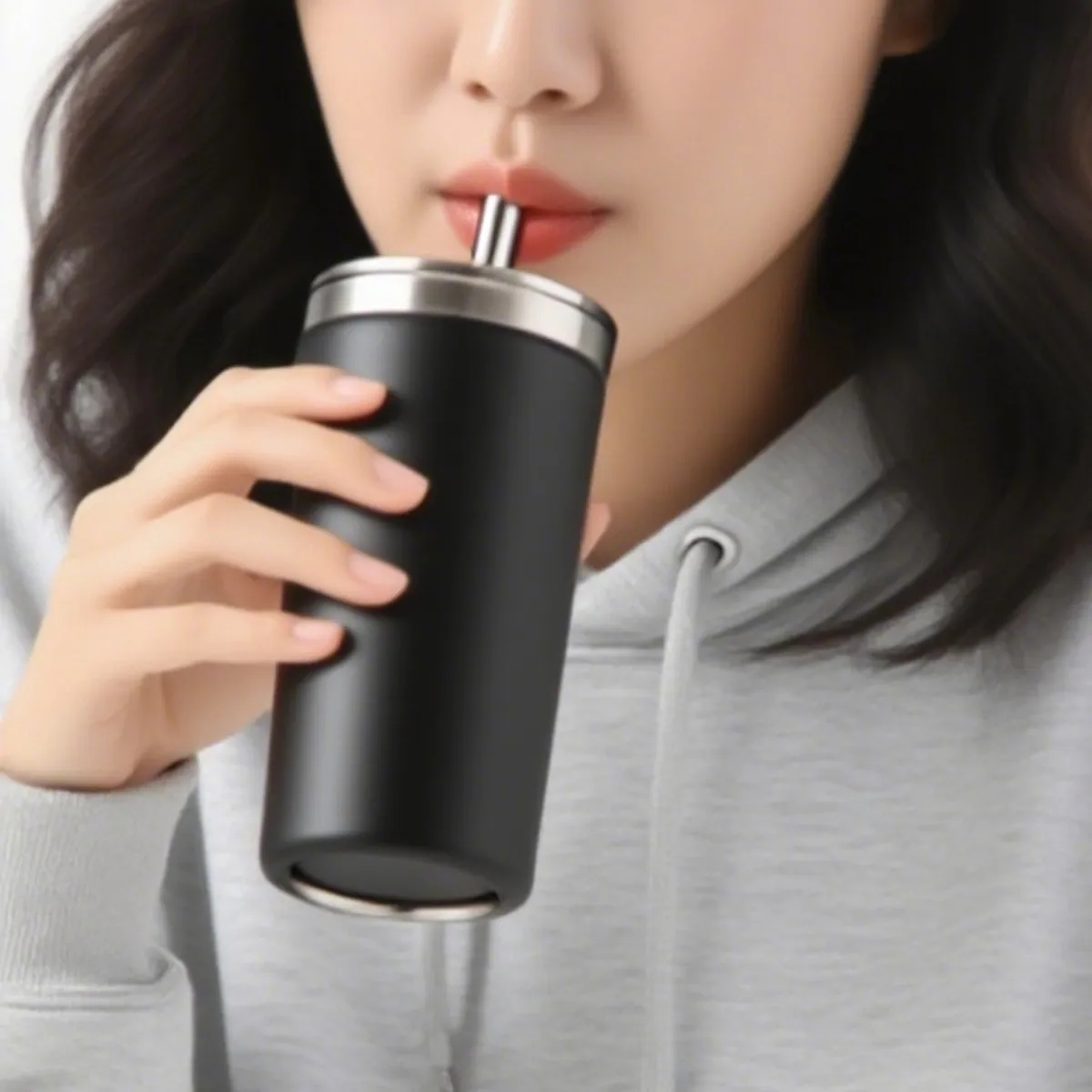 32 Oz. Matte Stainless Steel Tumbler With Lid And Straw Cups with Lids and Straws 3