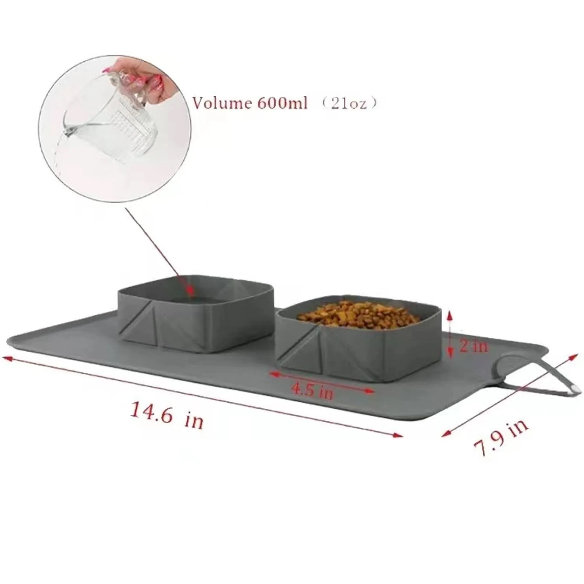 Double Collapsible Dog Cat Bowl Travel Feeder 3