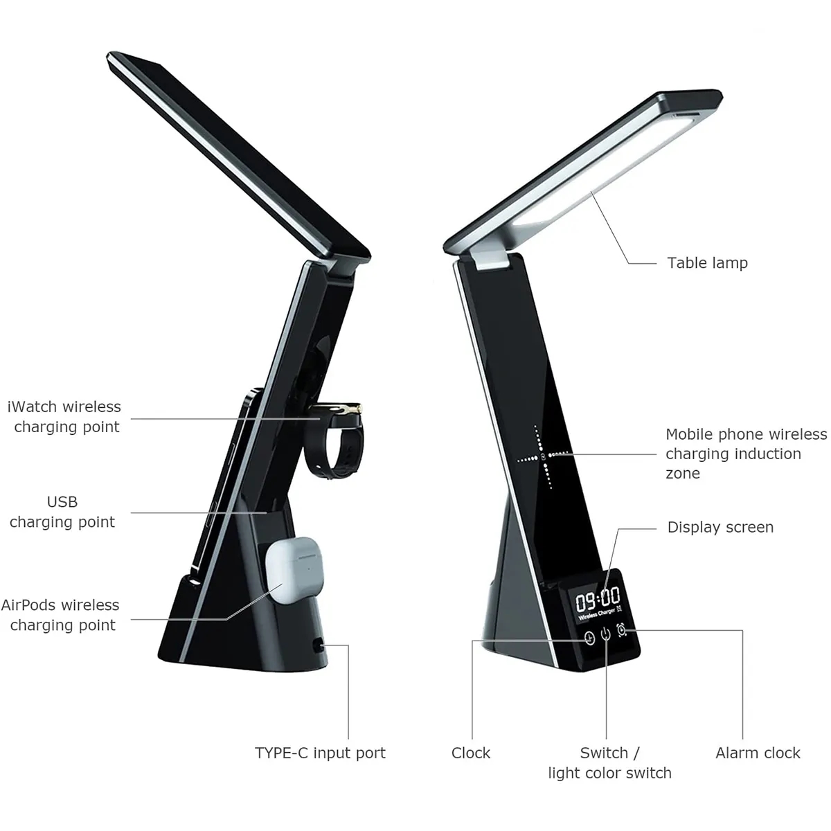 3 in 1 Folding Led Desk Lamp with Wireless Charger 3