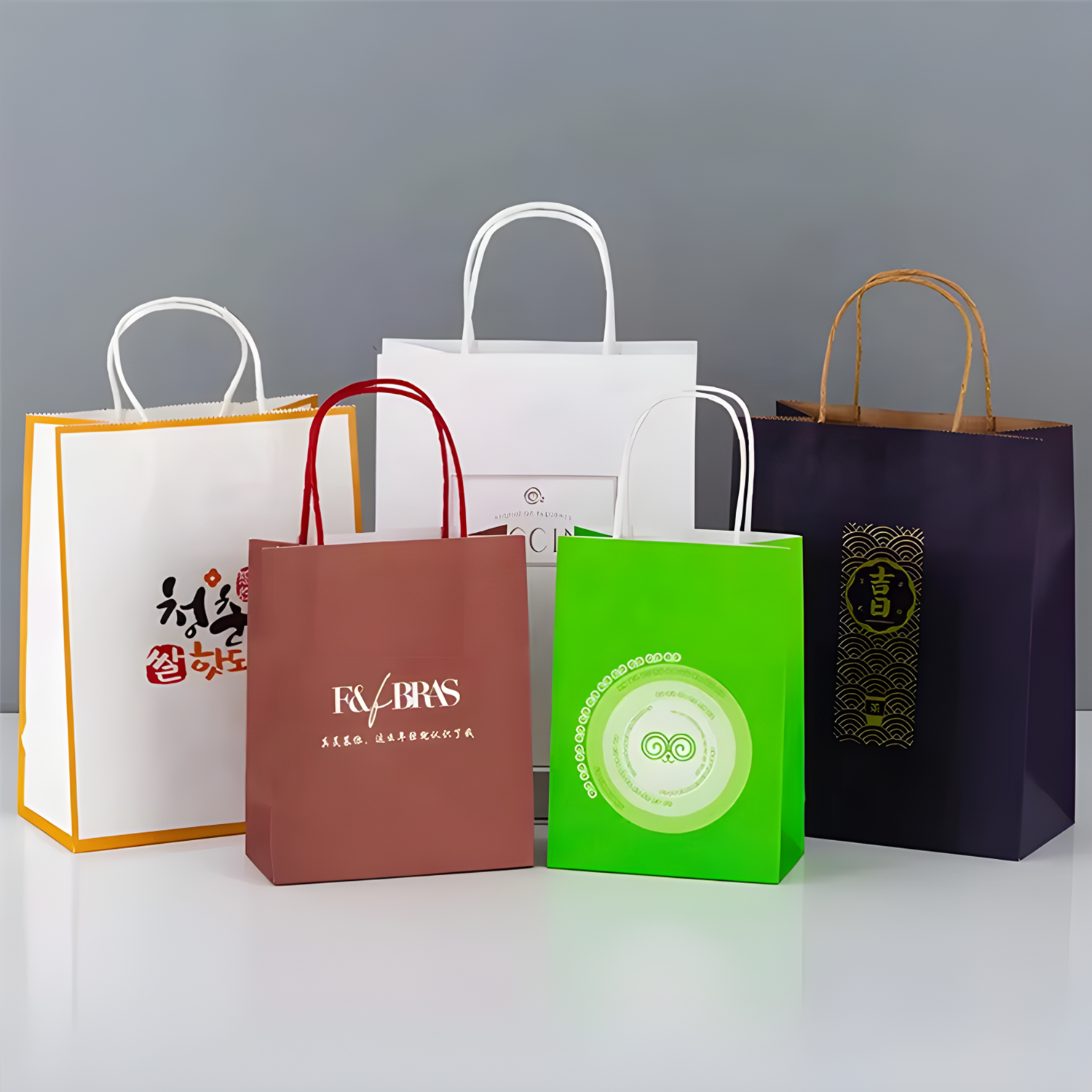 Custom Sizes Eco-friendly Recycled Brown Handles Paper Bag 10