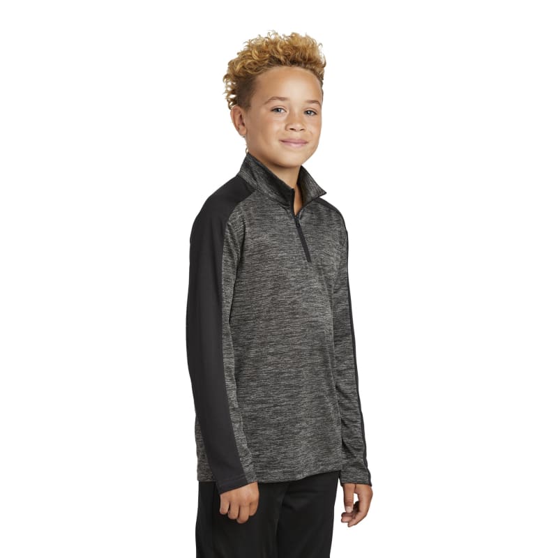 Sport-Tek Youth PosiCharge Electric Heather Colorblock 1/4-Zip Pullover. 26