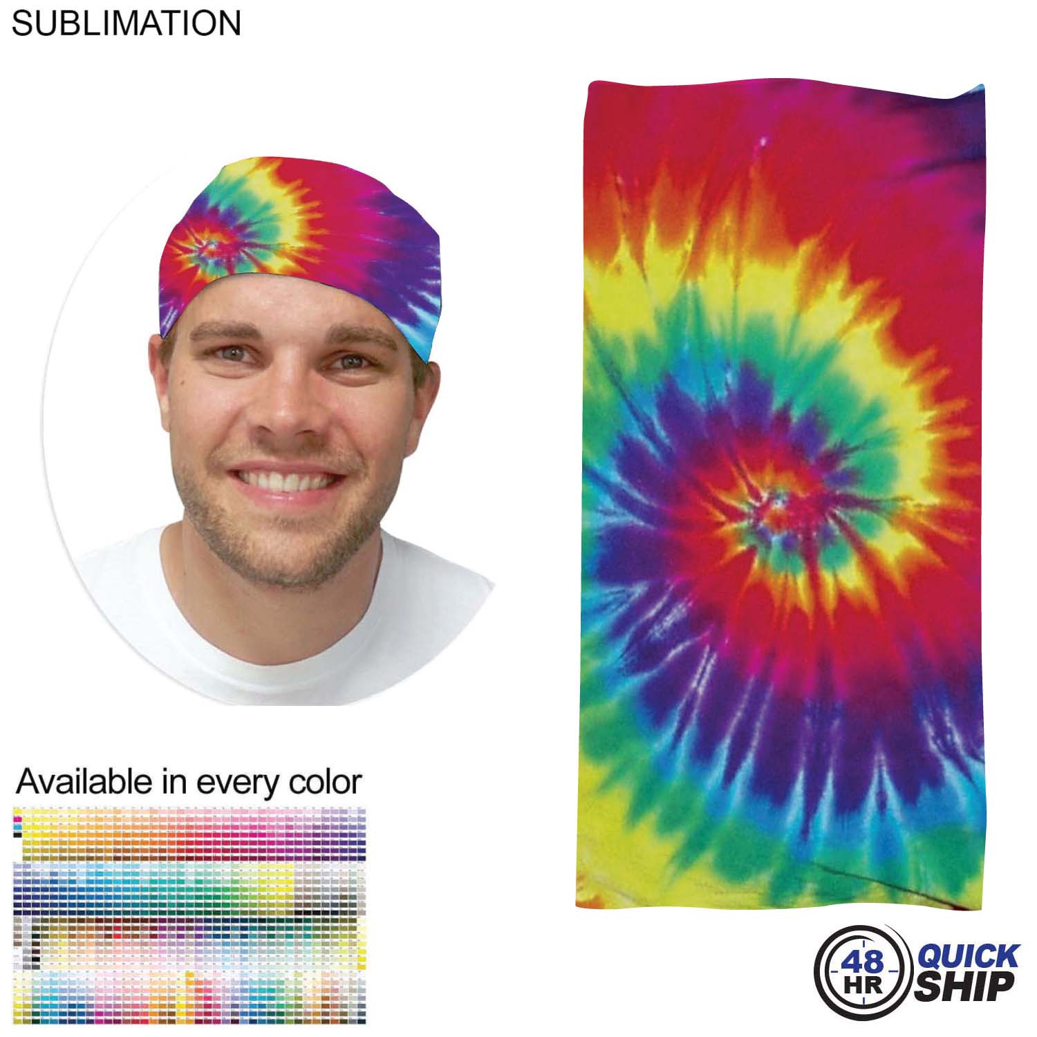 48 Hr Quick Ship - Sublimated BEST VALUE Lightweight Seamless Tubular Sports Headwear 2