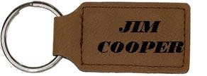 Dark Brown Rectangle Faux Leather Keychain 1