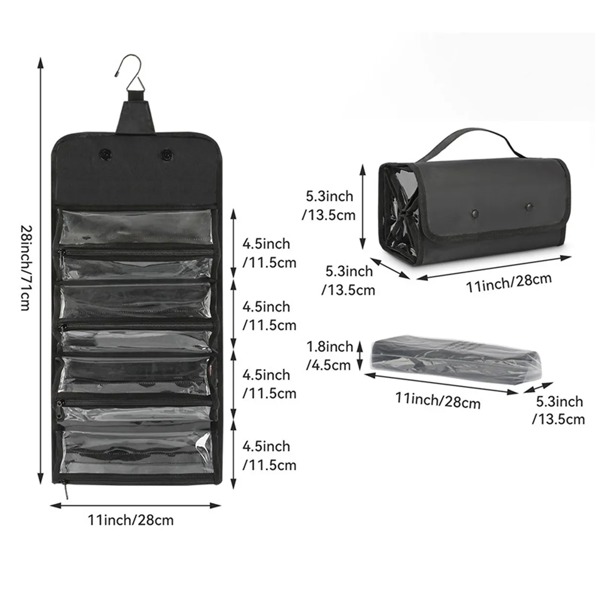 4 In 1 Detachable Hanging Roll-Up Travel Toiletry Makeup Bag 9