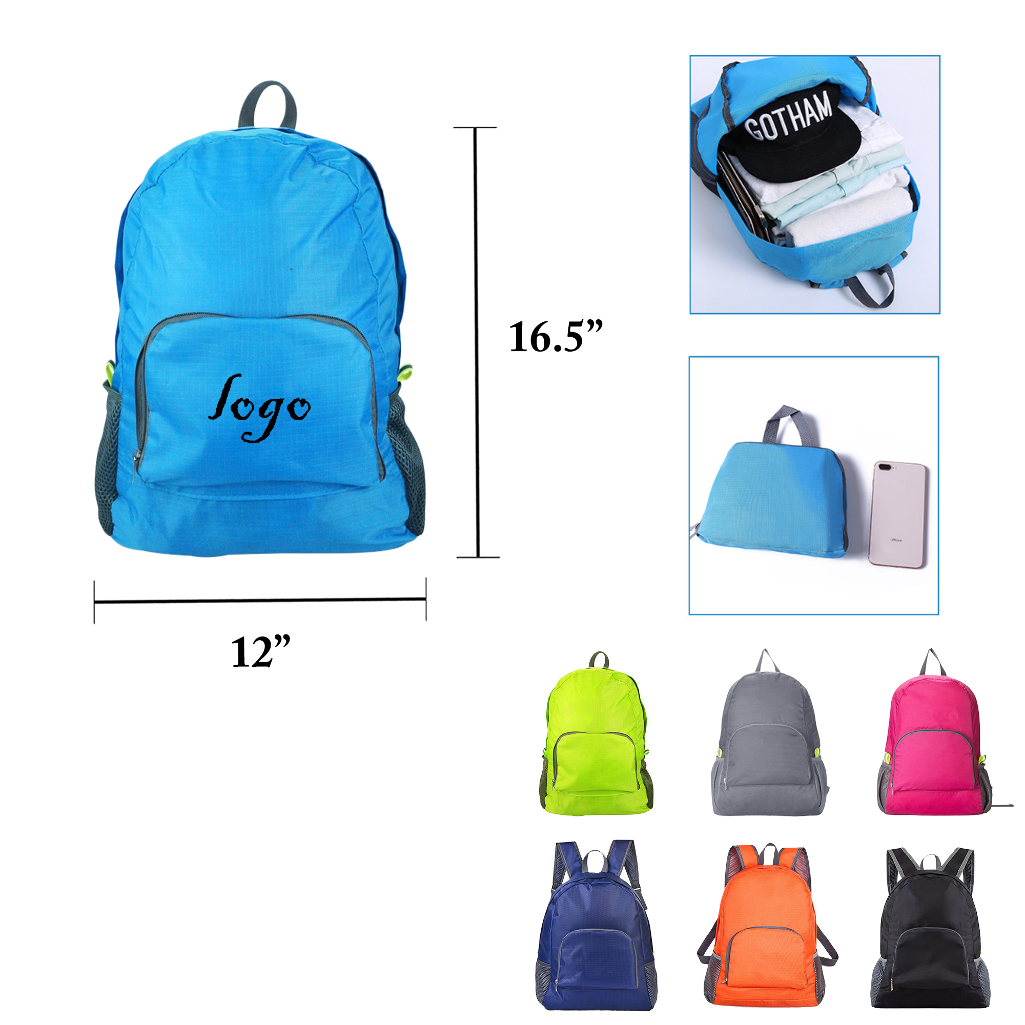 MOQ50 Foldable Waterproof Lightweight Backpack 7