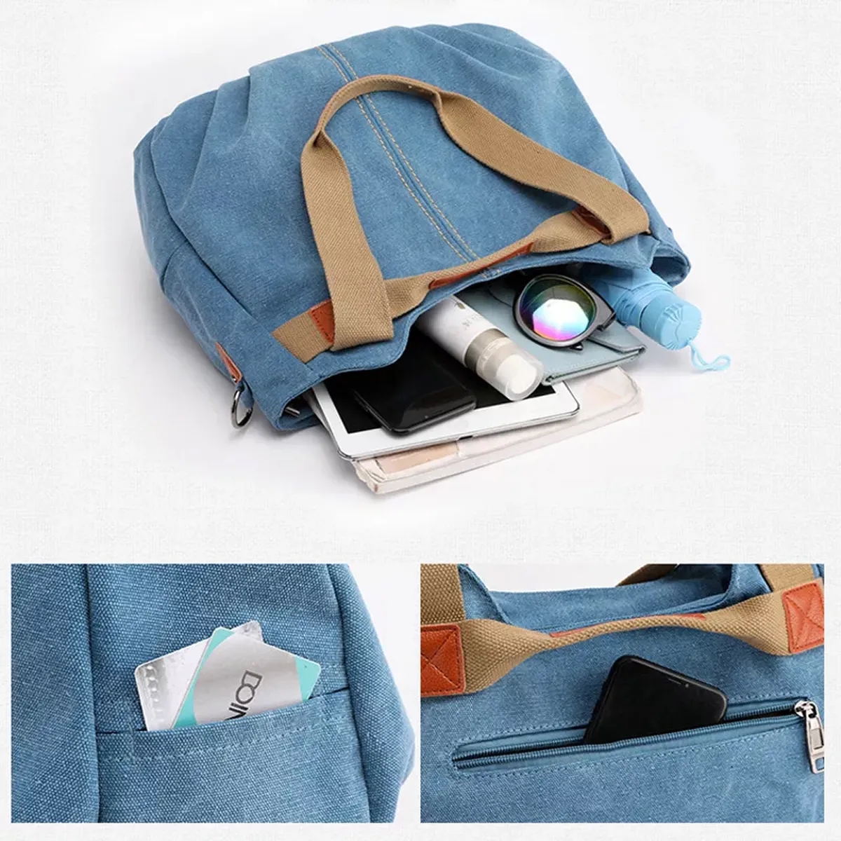 3 In 1 Women's Vintage Canvas Daily Bag 5