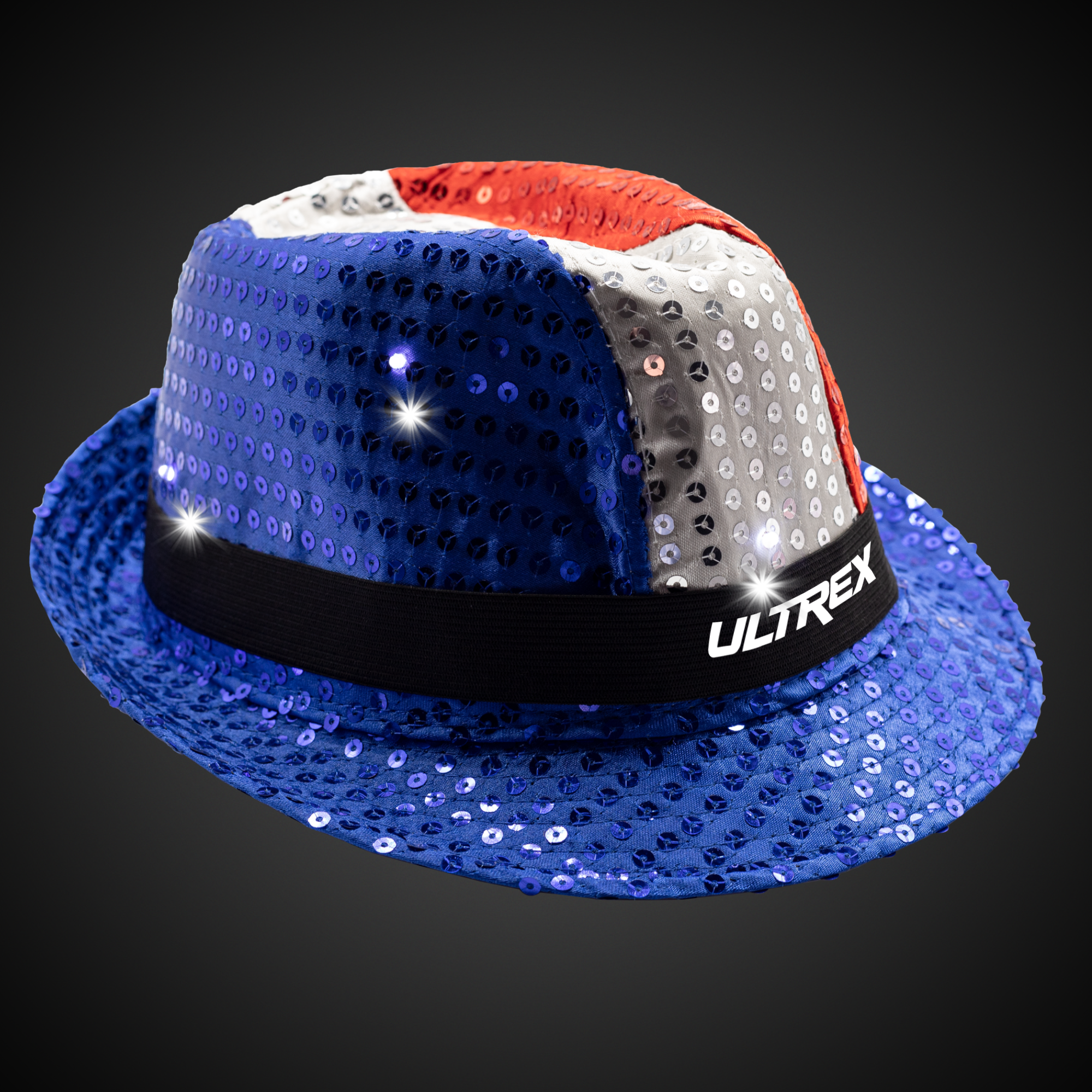 Patriotic Sequin LED Fedora(blank) 2