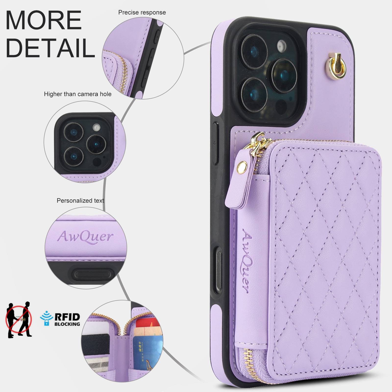 Diagonal Zipper Wallet Phone Protective Case 5