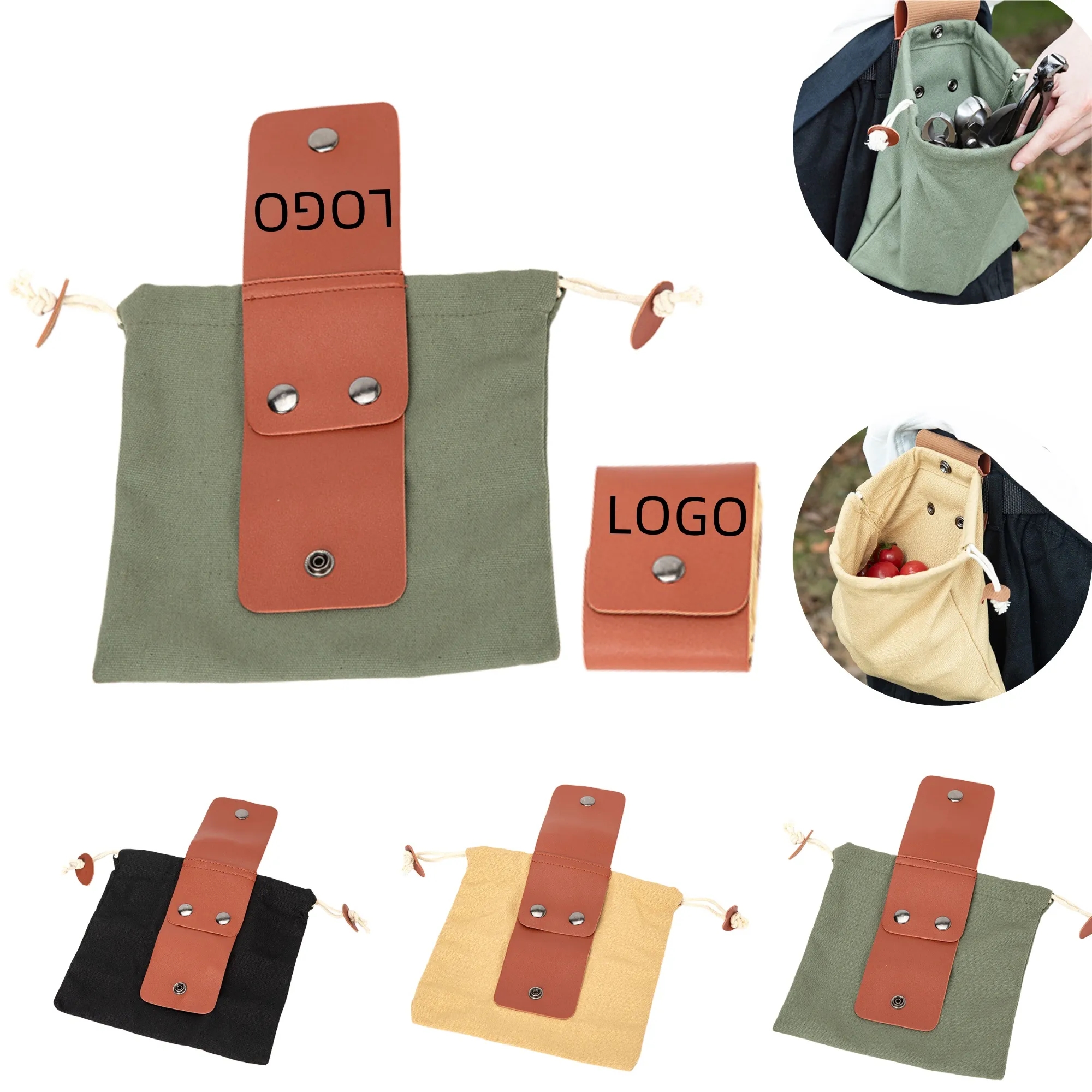 Outdoor Foraging Waist Bags Fruit Picking Drawstring Pouche
