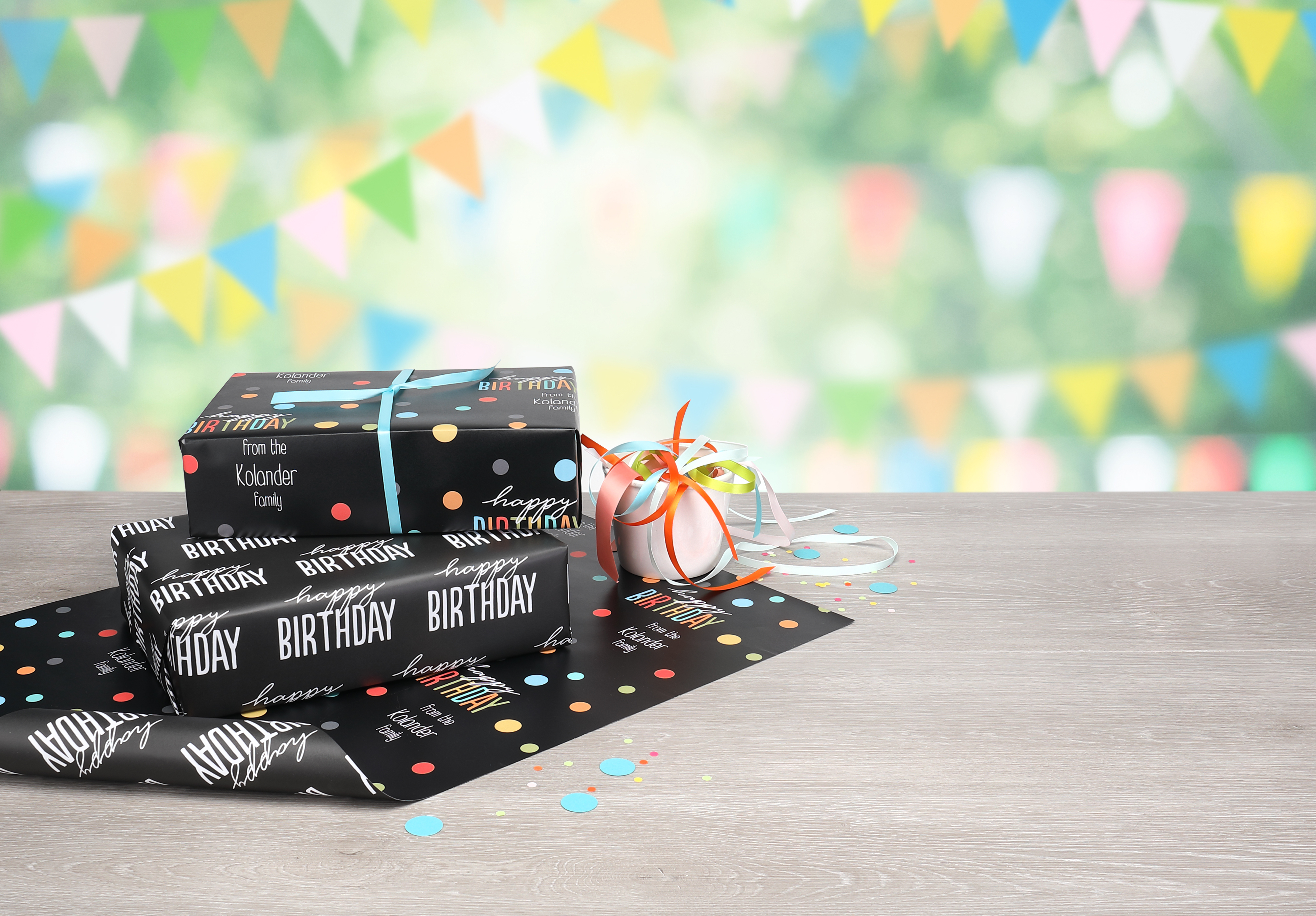 Bright Birthday Reversible Wrapping Paper (28"x20") 3