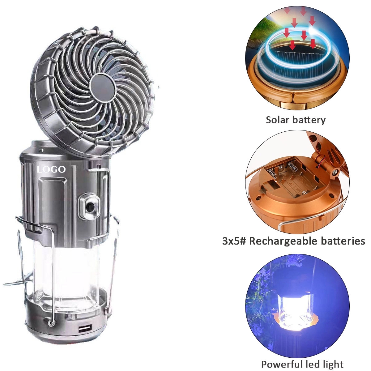 Rechangeable Led Emergency Light With Fan 1