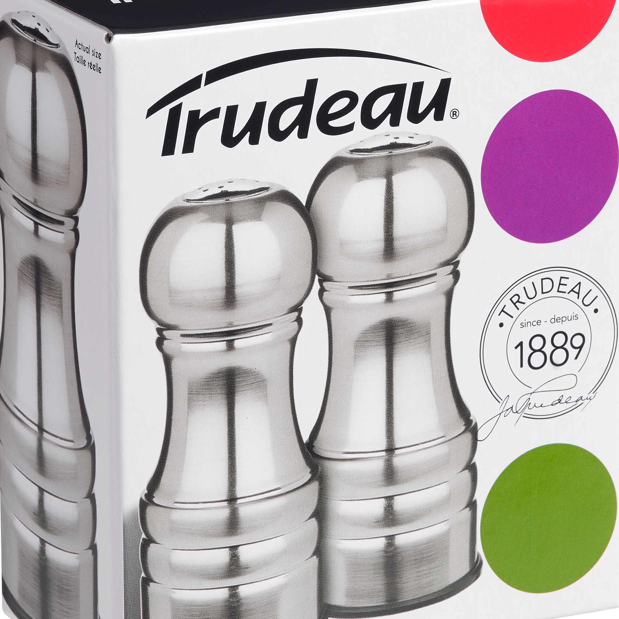 4.5" Century Salt & Pepper Shakers Stainless Steel 3
