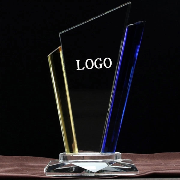 Blue and Yellow Crystal Trophy 1