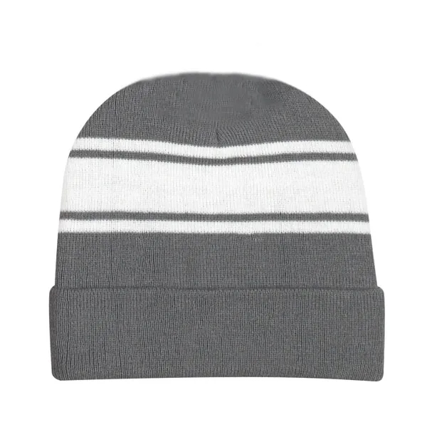Striped Acrylic Knit Beanie With Cuff 4