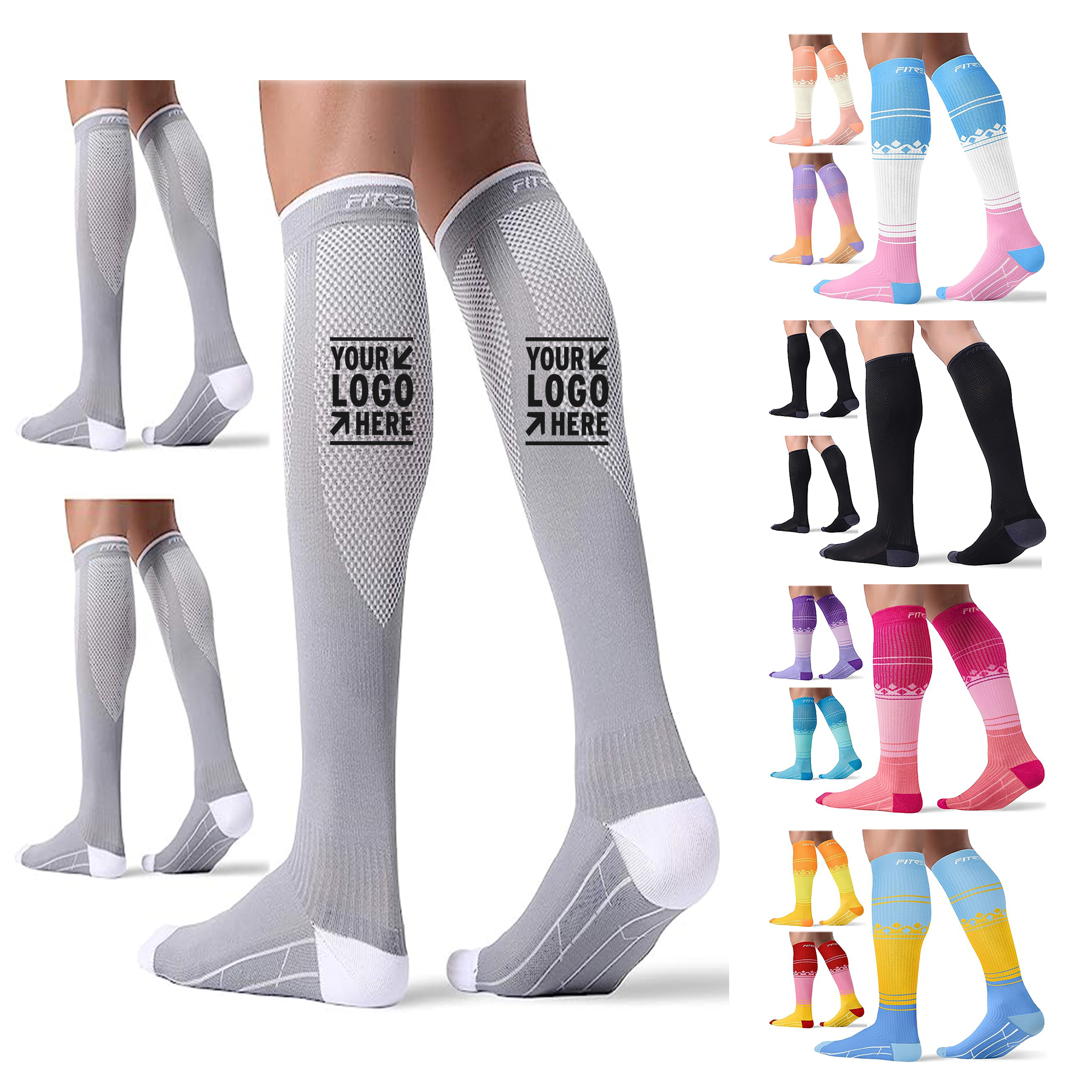 Women Men Compression 20-30mmHg Circulation Breathable Support Socks 2