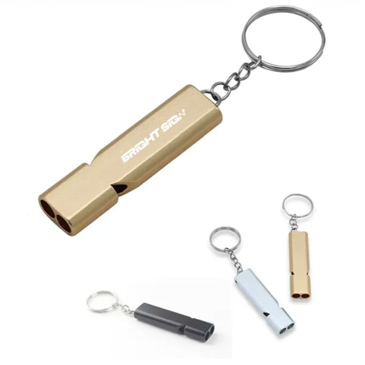 Dual-Tube Emergency Survival Whistle Keychain  High Frequency Aluminum Alloy 1