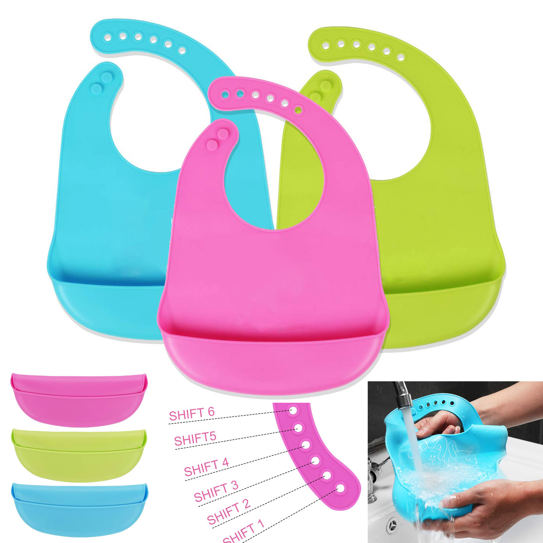 Waterproof Silicone Baby Bib With Pocket 1