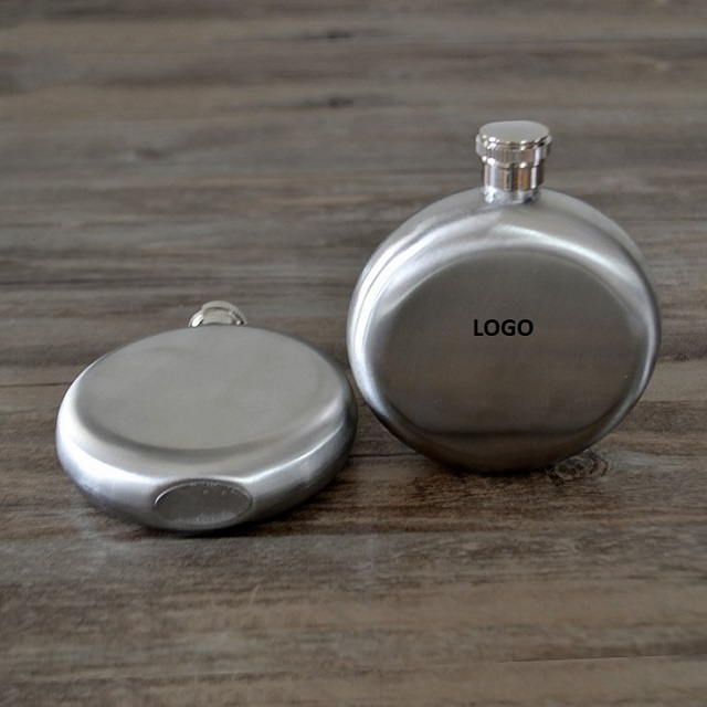 Portable Stainless Steel Round Hip Flask 5 oz 6