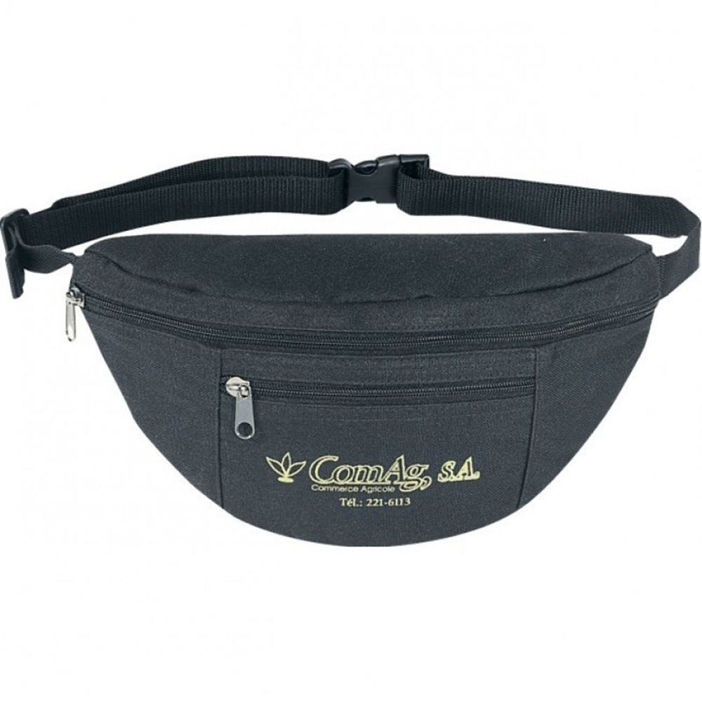 Poly Fanny Pack - Black Two Zippers No Logo 2