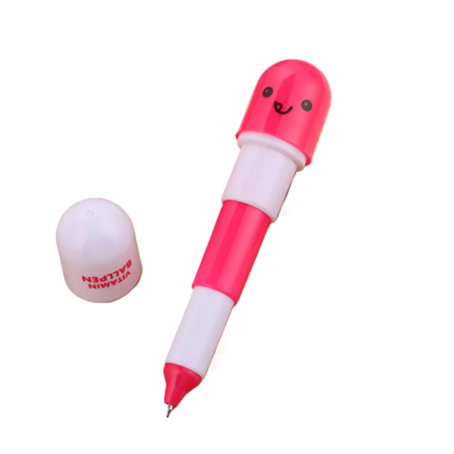 Retractable Capsule Shape Ballpoint Pen w/ Smiling Face 2