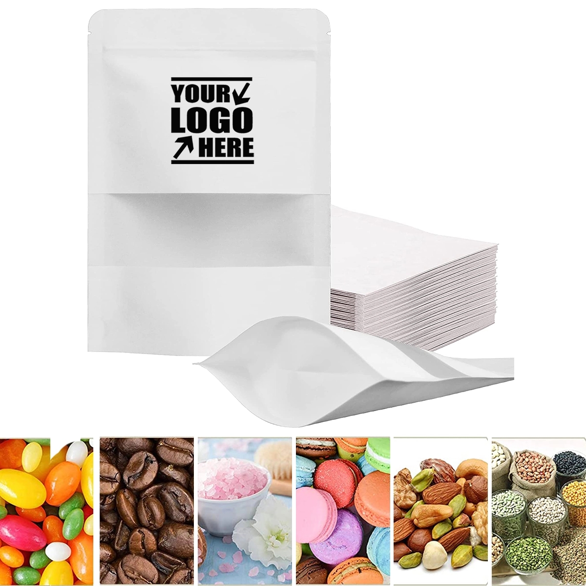 Reusable White Kraft Zip Lock Food Storage Bag 1