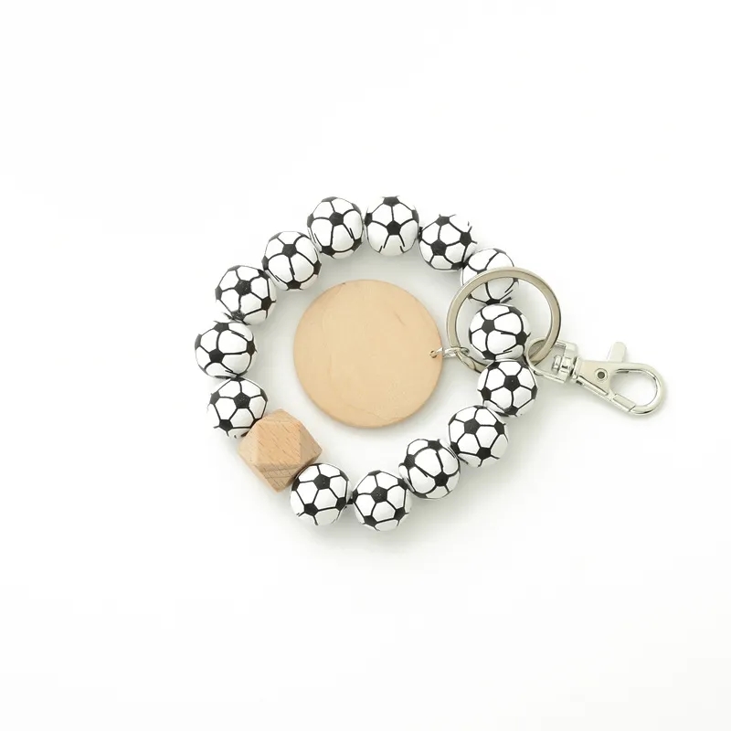 Wooden Ball Bracelet Keychain 6