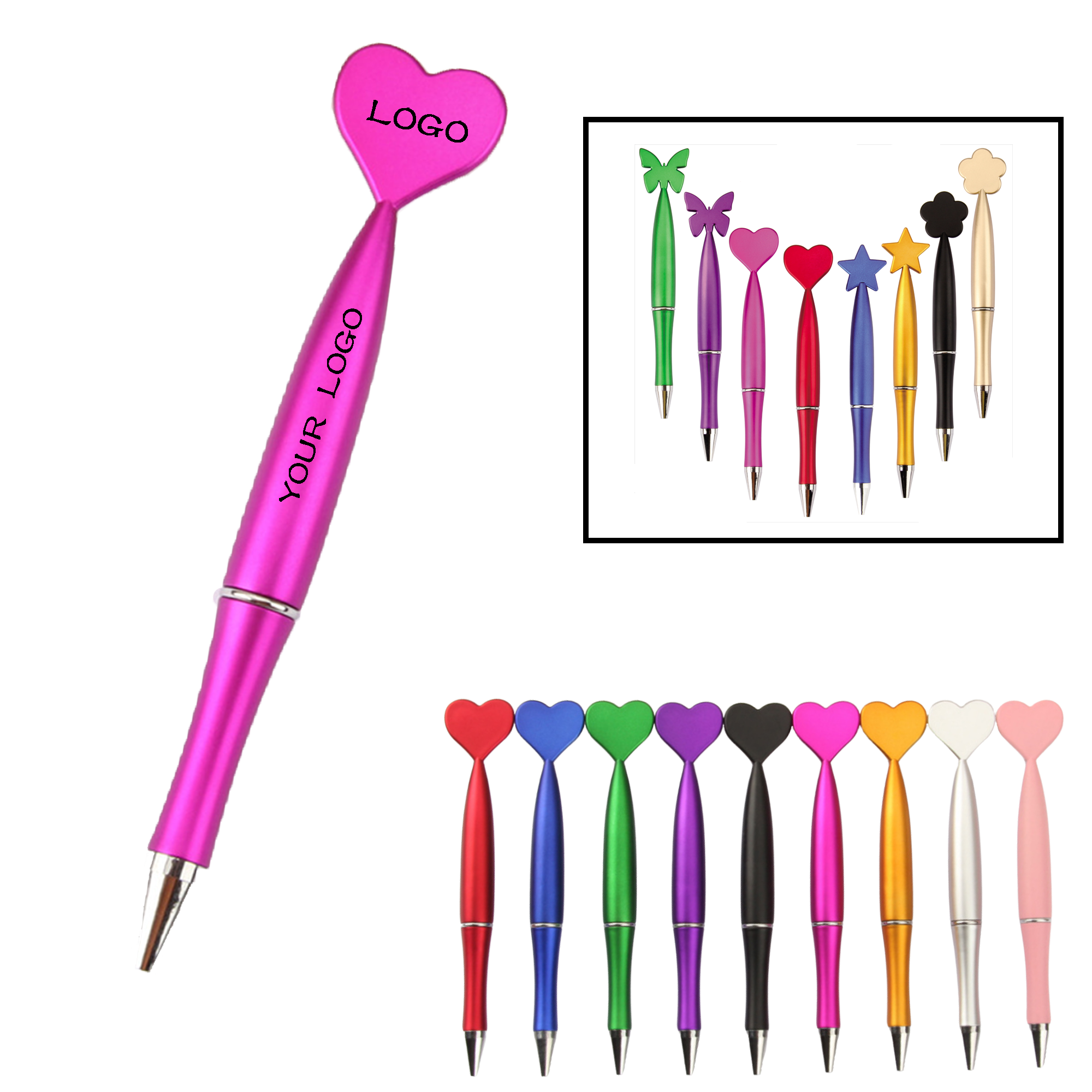 MOQ 20 PCS Custom Heart Pen 1