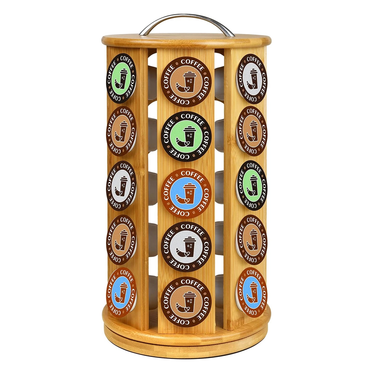 35 K-Cup Bamboo Coffee Pod Carousel Organizer 2