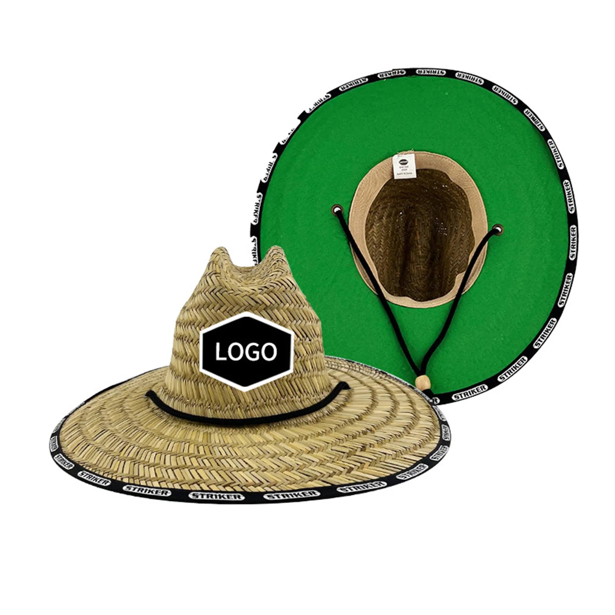 Straw Hat With Custom Patch And Full Color Underbrim Imprint 13