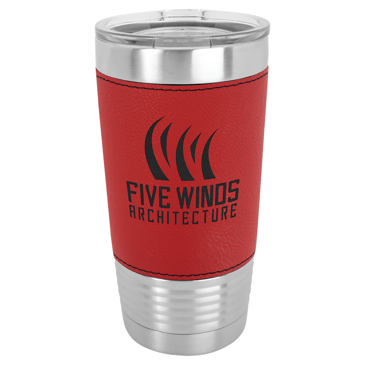 Polar Camel 20 oz. Red Leatherette Tumbler with Clear Lid 3