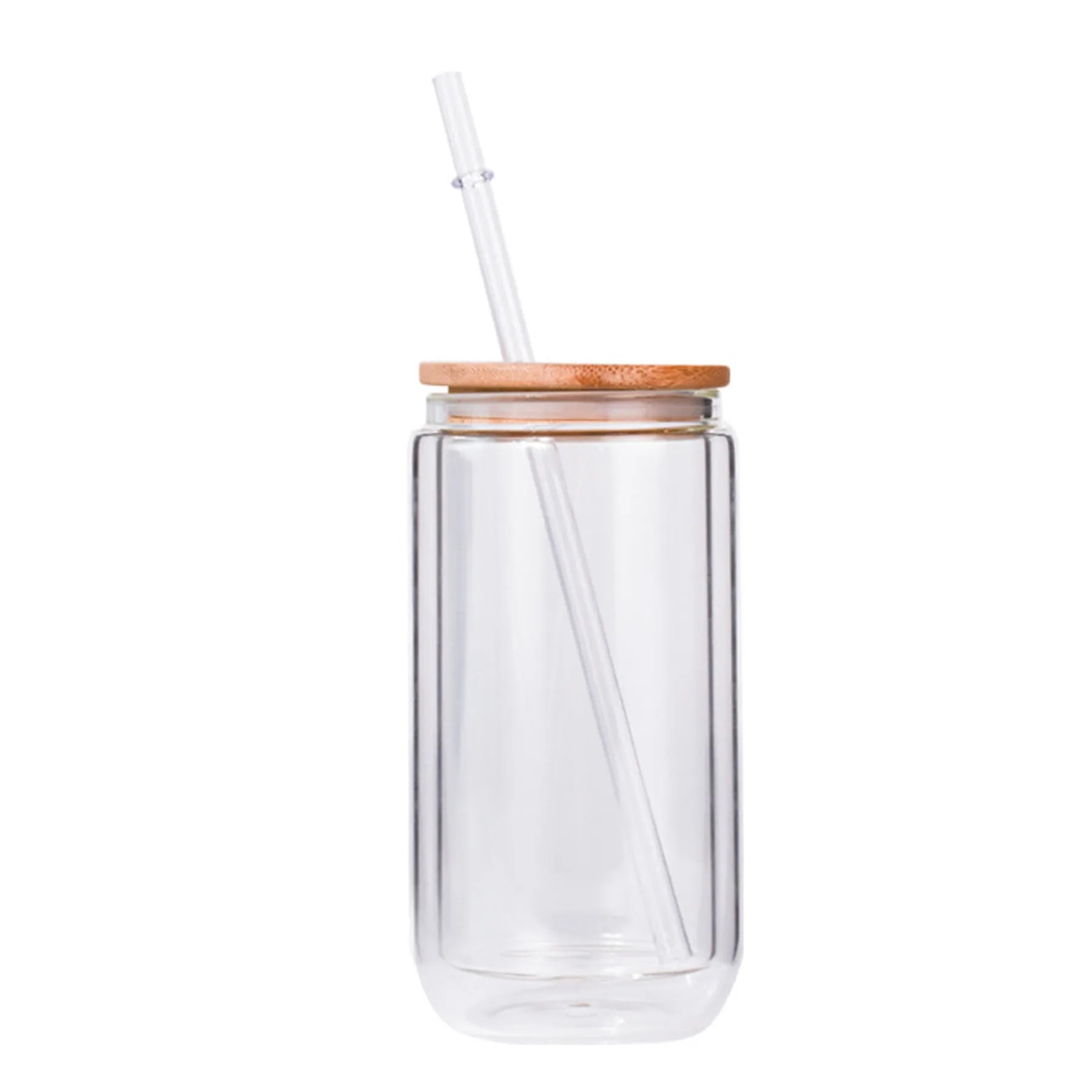 12 Oz Double-Wall Drinking Glass Jar W/ Lid And Straw 2