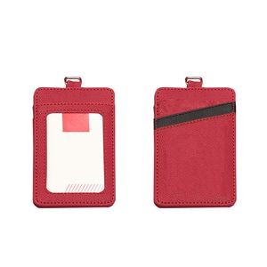 Retractable Lanyard 3 Pockets Dual Side PU Leather Card Holder 21