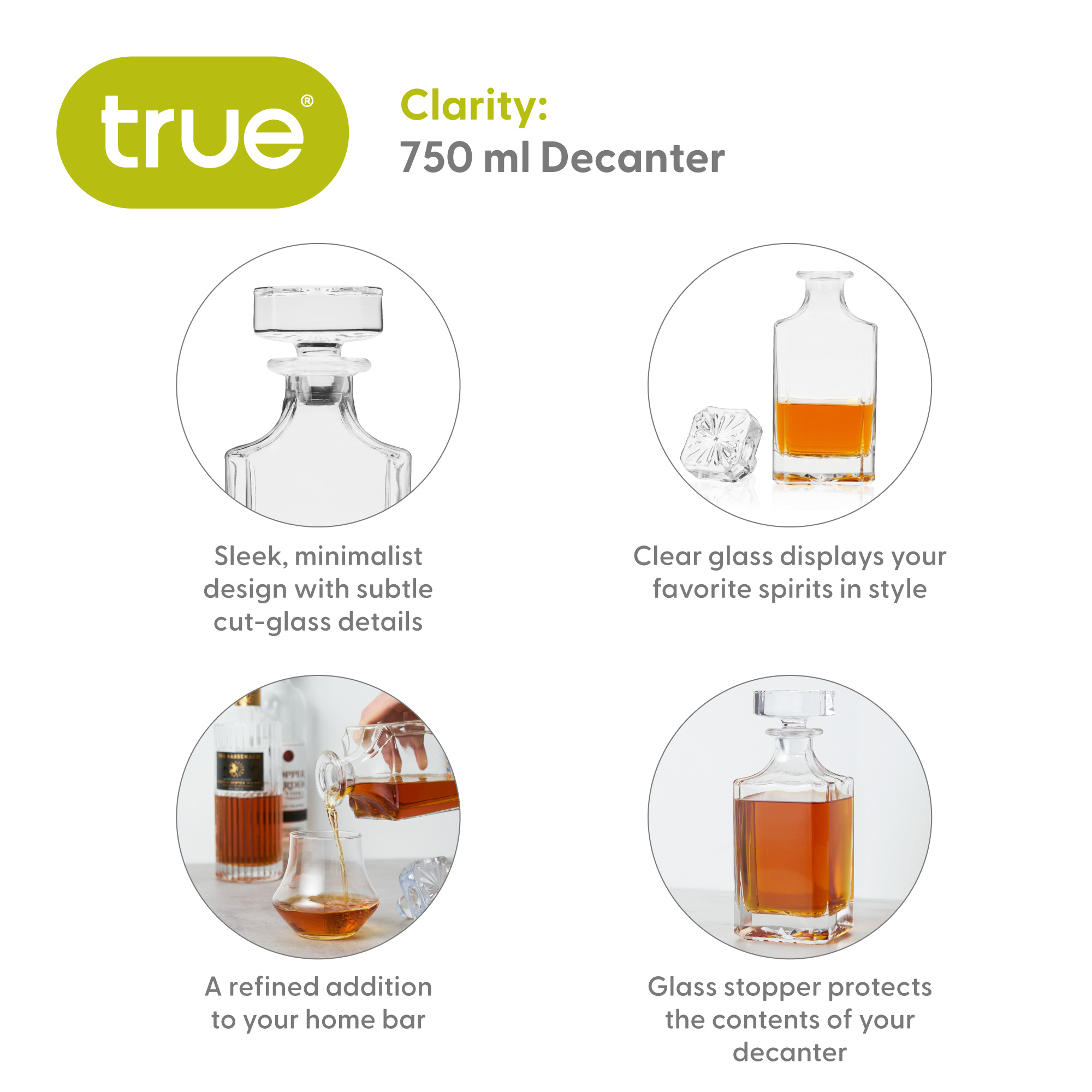 True® Clarity 750ml Spirits Decanter 3