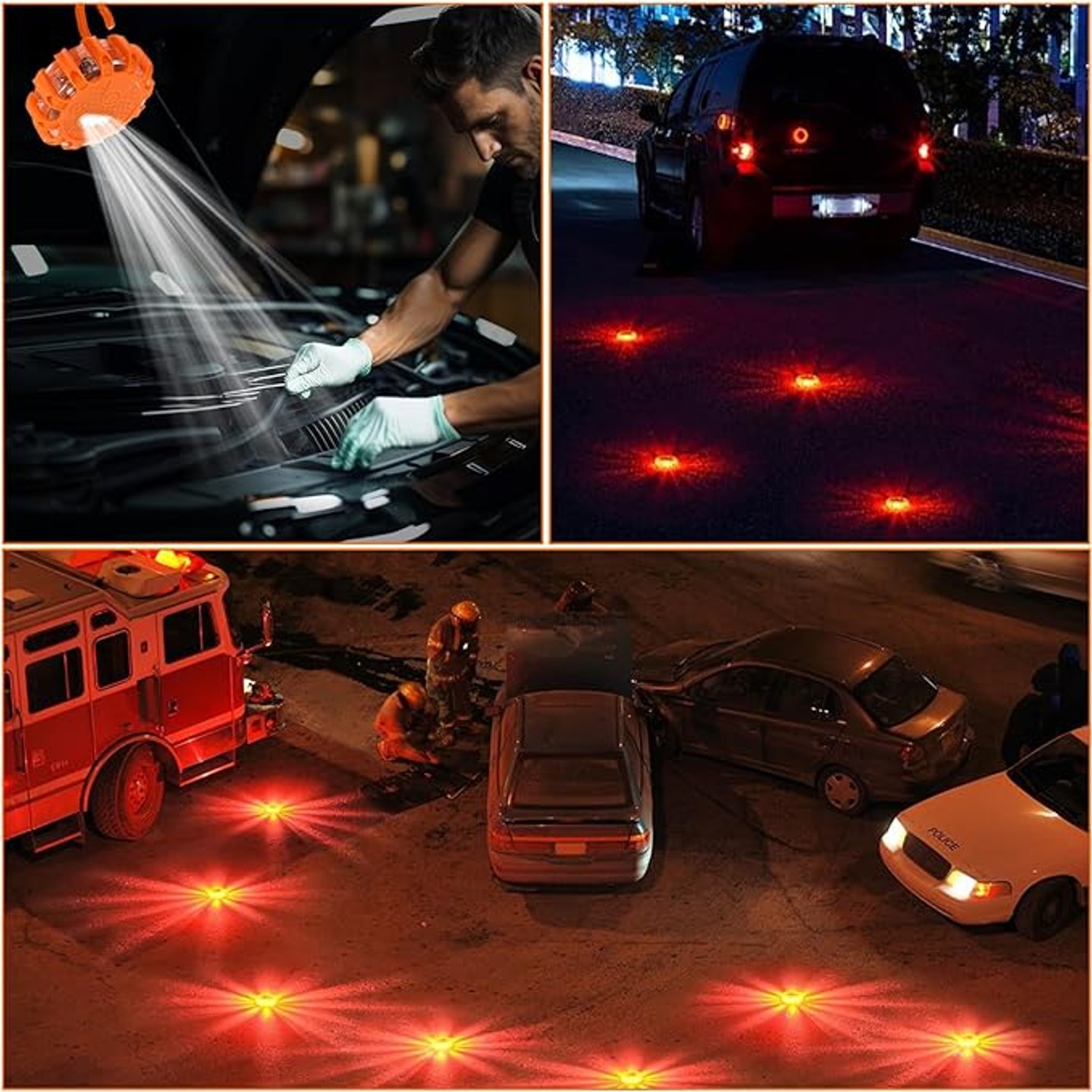 12 LED Emergency Safety Flare Red Road Flare Magnet Flashing Warning Night Lights 3
