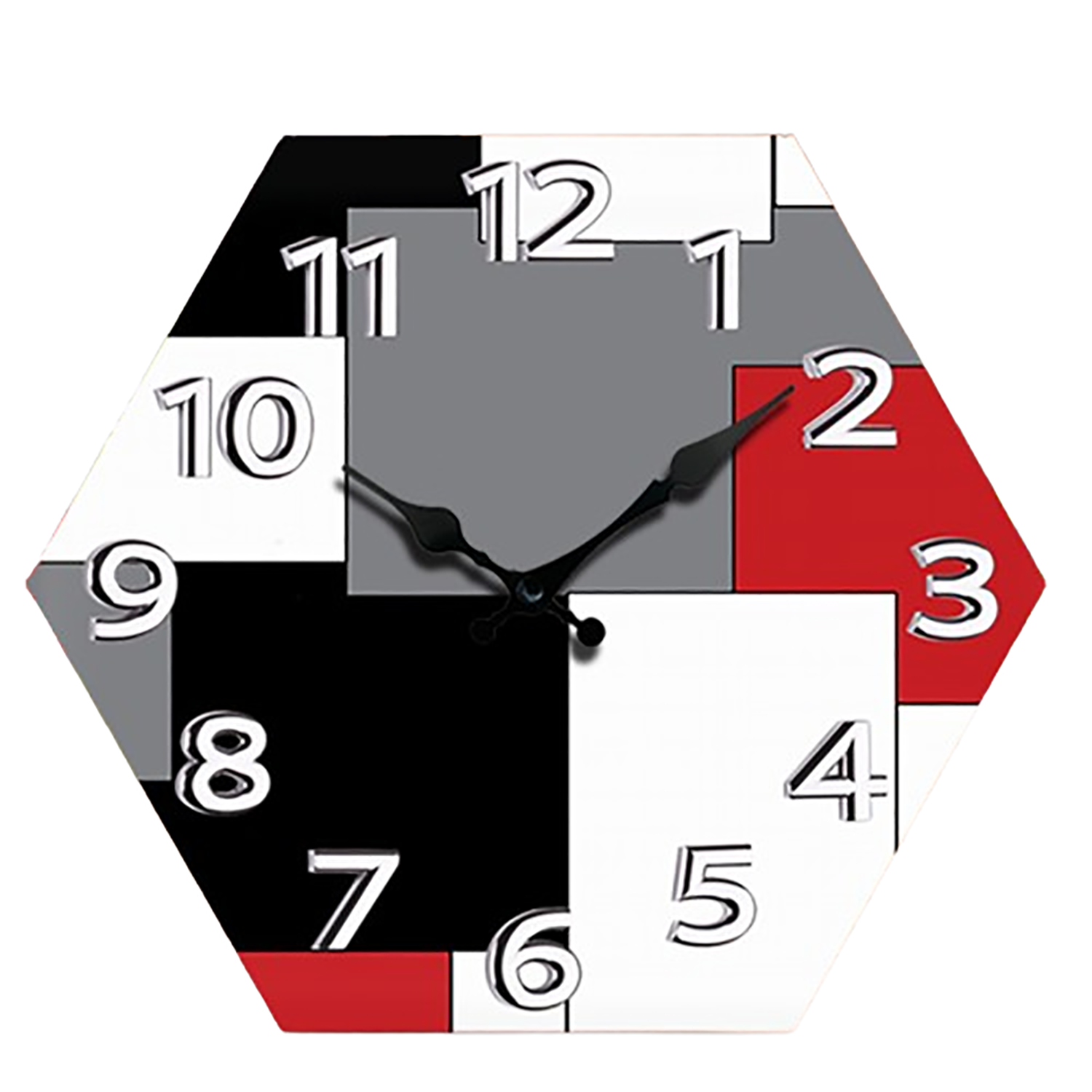 Hexagonal High-Density Fiberboard Wall Clock 12