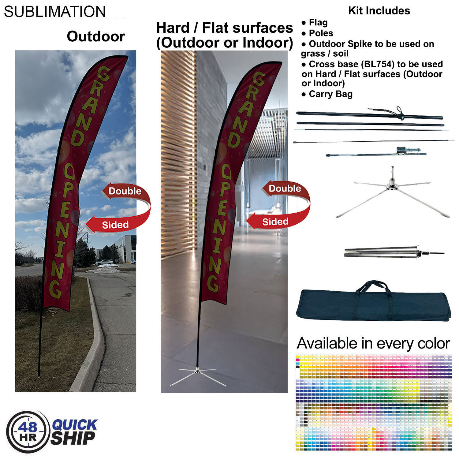 48Hr Quick Ship - 19' XL Feather Flag Kit, Full Color Graphics Double Sided, Outdoor & Indoor Use 10