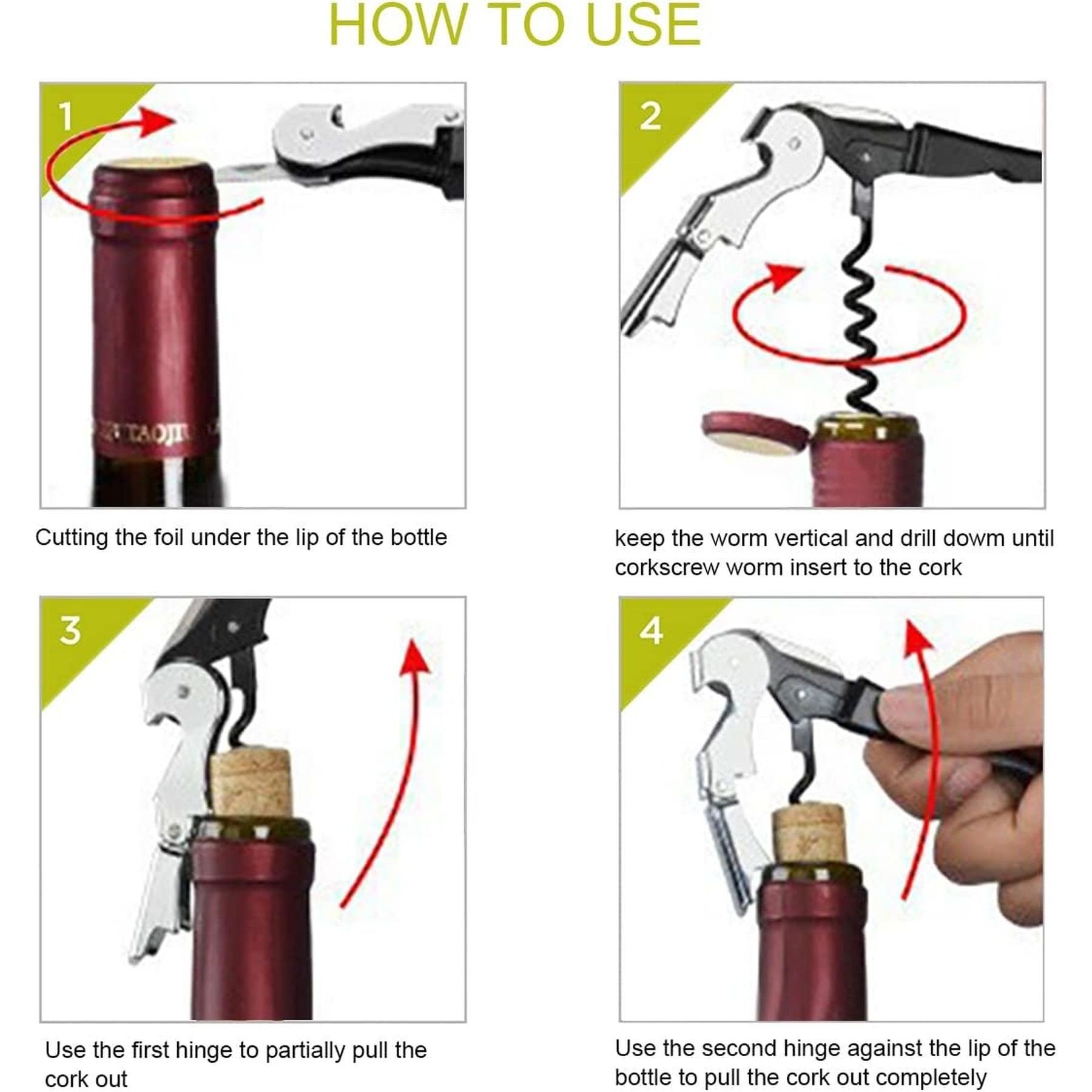 Waiter Corkscrew Wine Opener With Serrated Foil Cutter 15