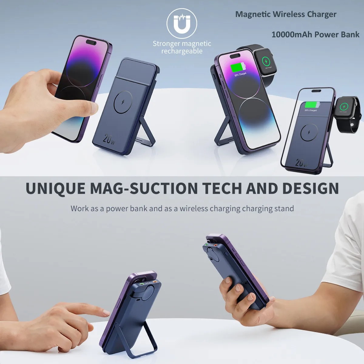 Portable Slim Wireless Battery Charger Power Bank for iWatch 3