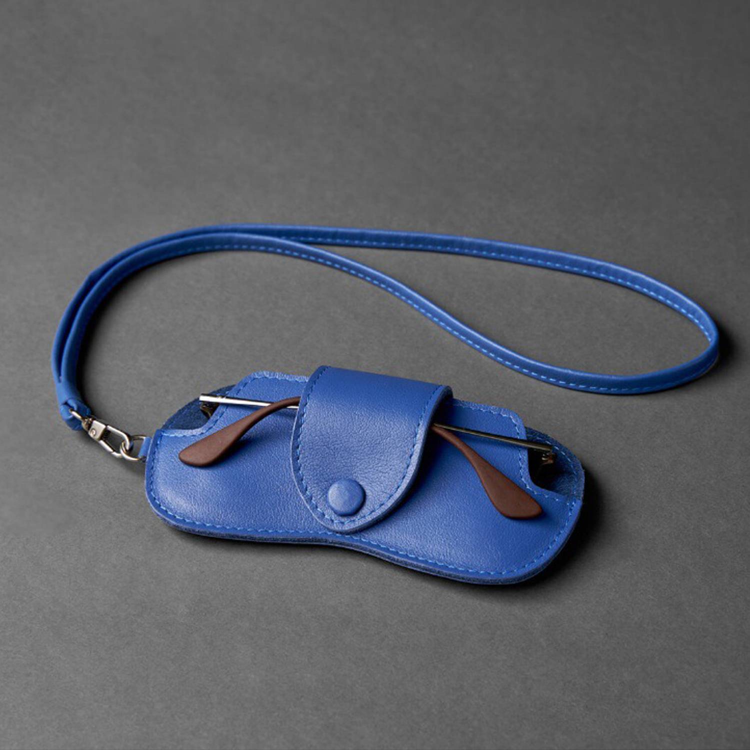Business Portable Neck Hanging PU Leather Glasses Gag 2
