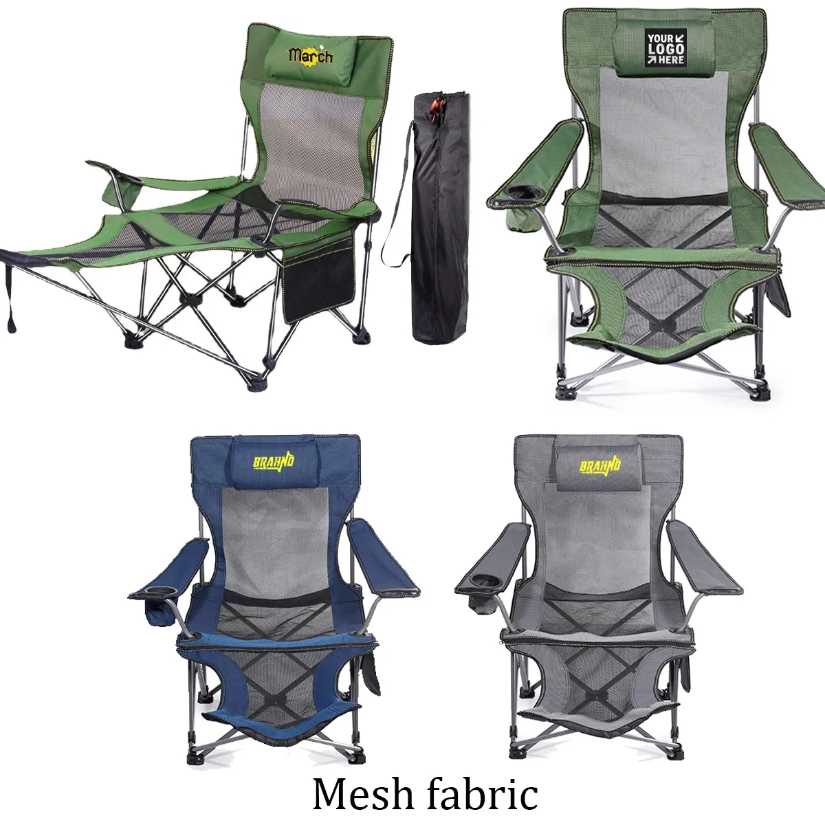 Portable Mesh Camping Lounge Reclining Chair with Footrest 2