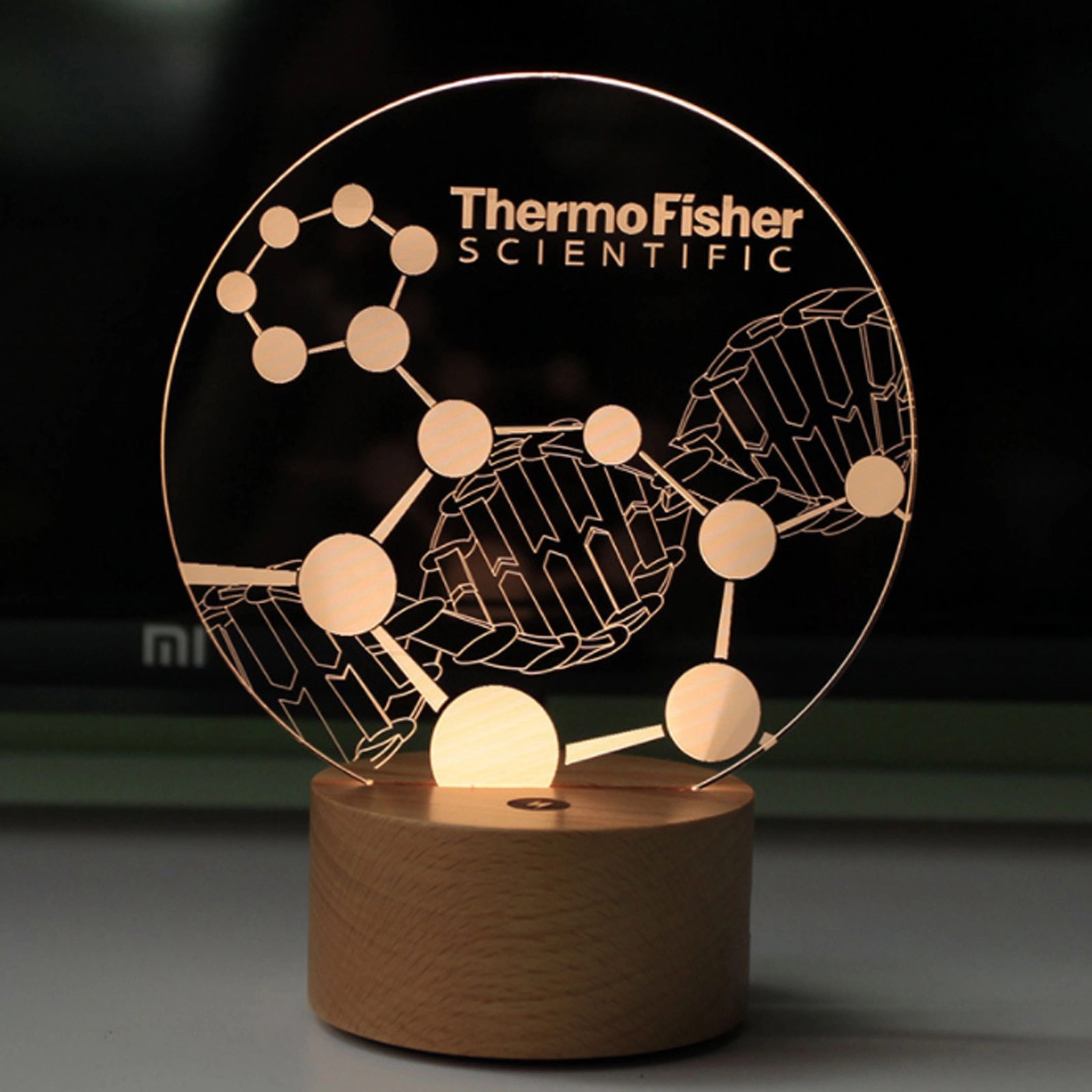 Custom Made To Order 3D LED Lamp With Wood Base 2