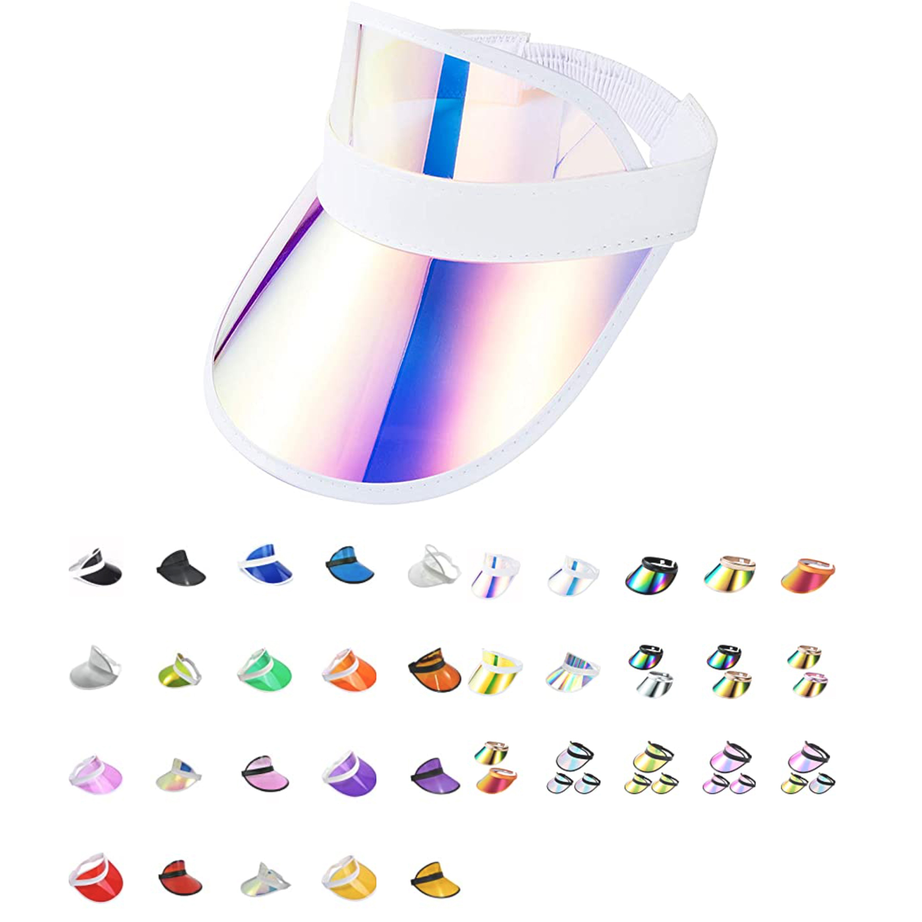 Clear Colored Plastic Sun Visor Hat