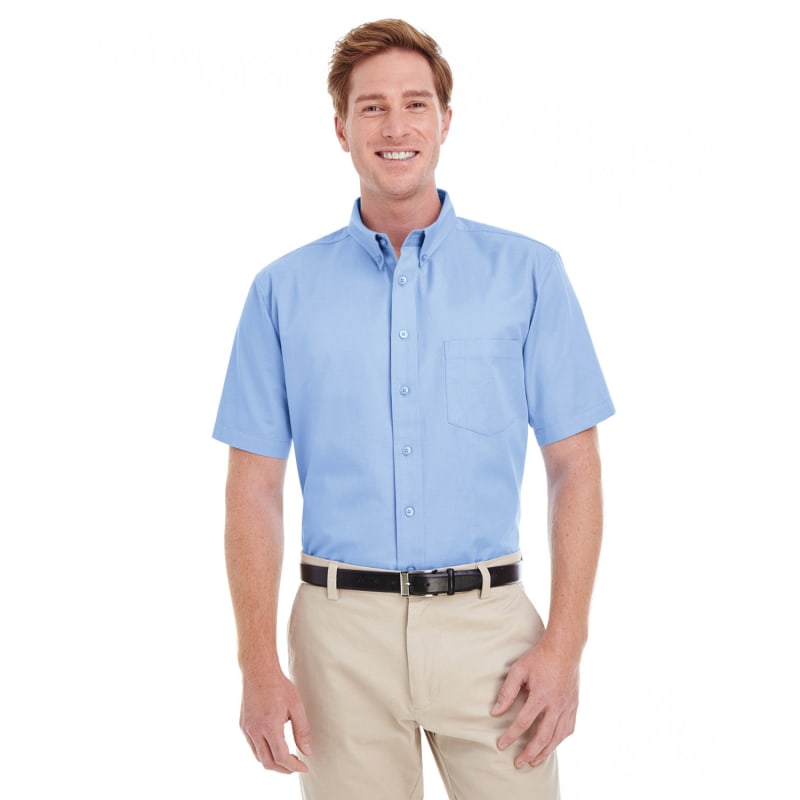Harriton Men's Foundation 100% Cotton Short-Sleeve Twill Shirt With Teflon™ 6