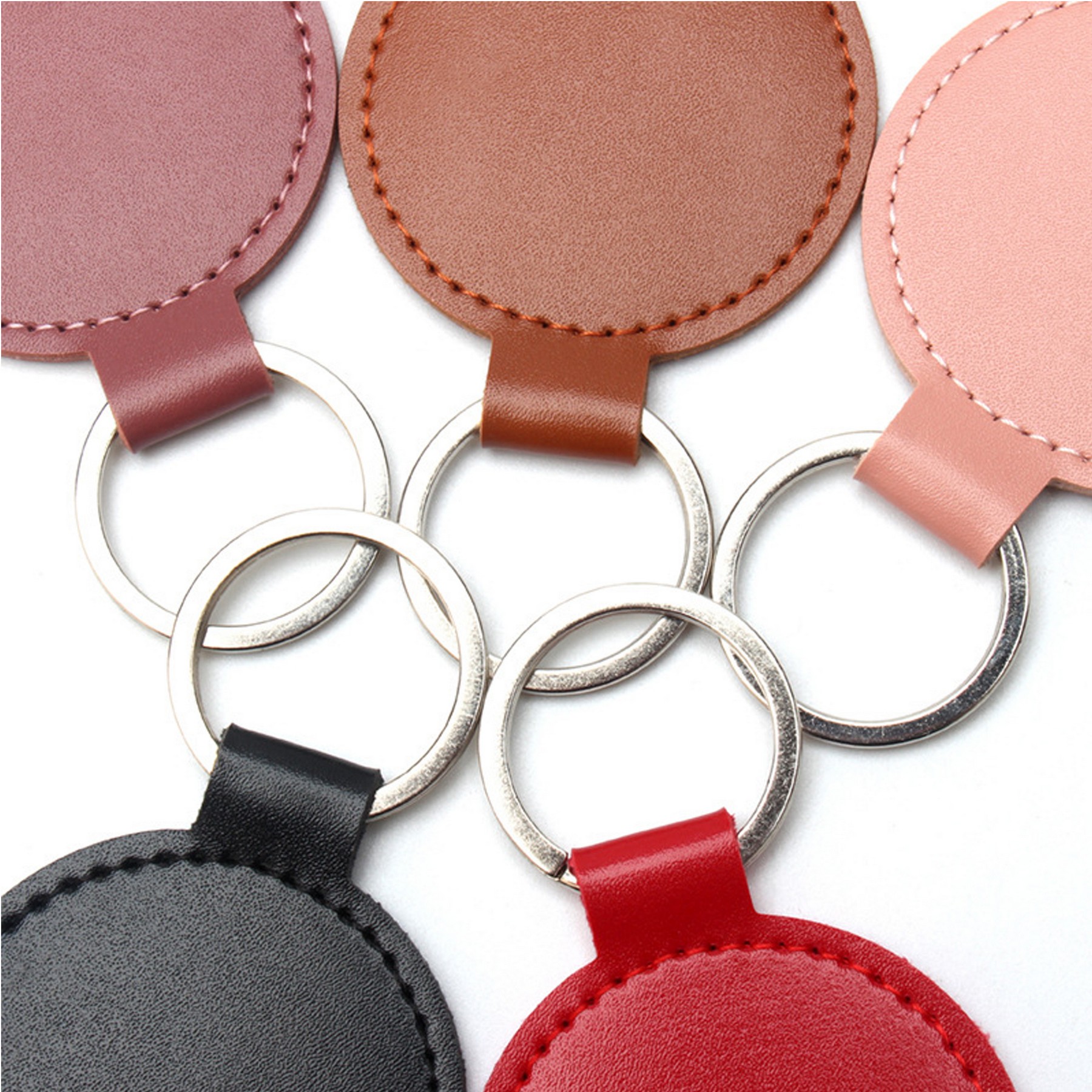 Leather Round Shaped Keychain 1