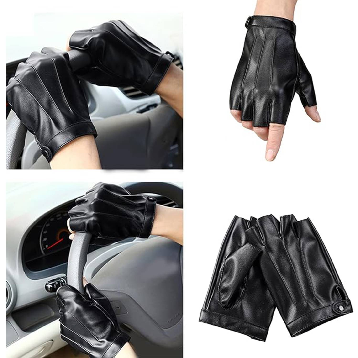 Artificial Leather Half-Finger Gloves 4